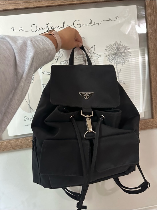 Prada Handbags - Prada Black Nylon Backpack with Silver Hardware